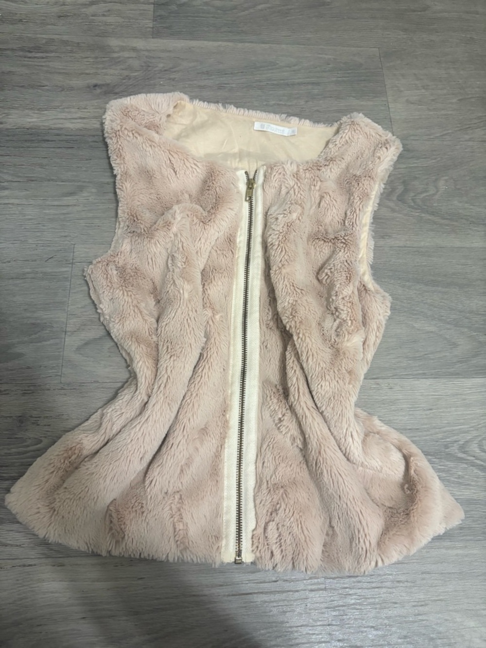 Faux Fur Zip-Front Vest - Blush Pink